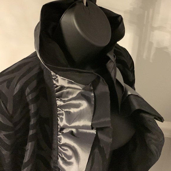 Grace Chuang Black Zebra Striped Ruffle Jacket Size XS - Picture 7 of 16